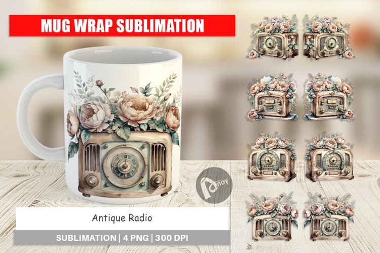 Mug Wrap Antique Radio example image 1