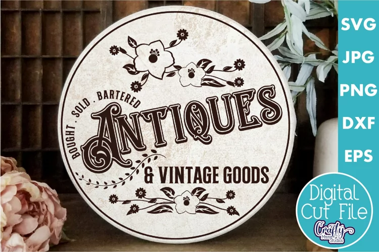 Vintage Farmhouse Home Round Sign Svg | Antiques And Vintage