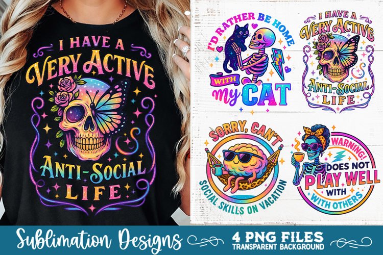 Funny Sarcastic Antisocial Retro PNG Sublimation