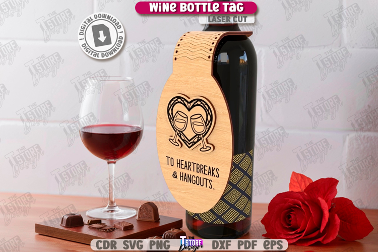 Anti-Valentine's Day Wine Bottle Tag Laser Cut|Wine Tag Card