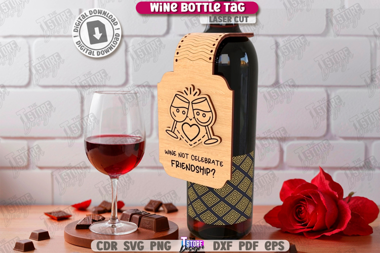 Anti-Valentine's Day Wine Bottle Tag Laser Cut|Wine Tag Card
