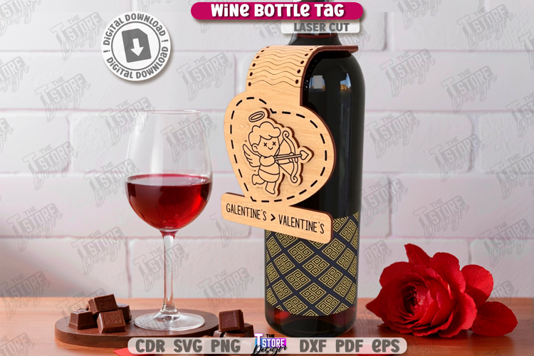 Anti-Valentine's Day Wine Bottle Tag Laser Cut|Wine Tag Card