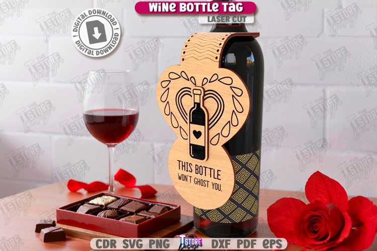 Anti-Valentine's Day Wine Bottle Tag Laser Cut|Wine Tag Card