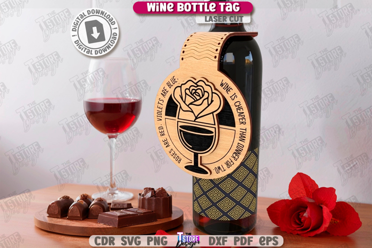 Anti-Valentine's Day Wine Bottle Tag Laser Cut|Wine Tag Card