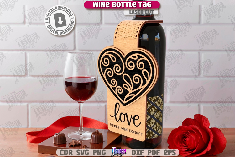 Anti-Valentine's Day Wine Bottle Tag Laser Cut|Wine Tag Card