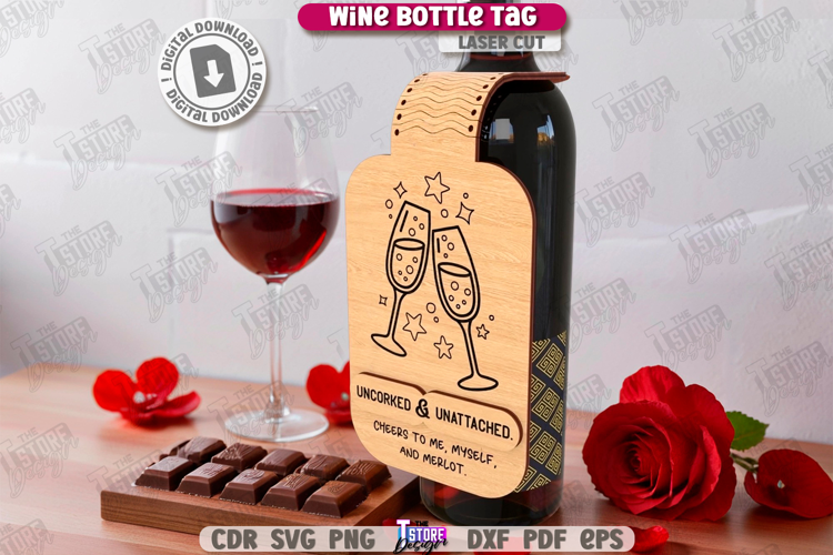Anti-Valentine's Day Wine Bottle Tag Laser Cut|Wine Tag Card