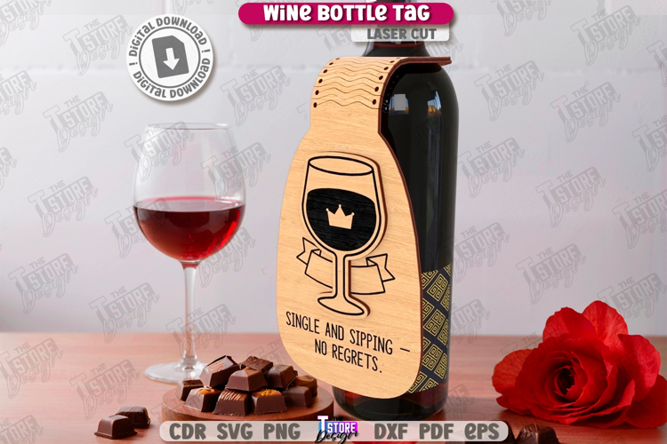 Anti-Valentine's Day Wine Bottle Tag Laser Cut|Wine Tag Card
