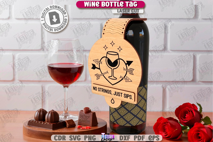 Anti-Valentine's Day Wine Bottle Tag Laser Cut|Wine Tag Card