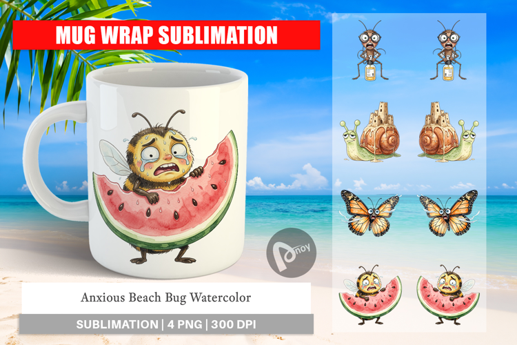 Anxious Beach Bug Mug Wrap