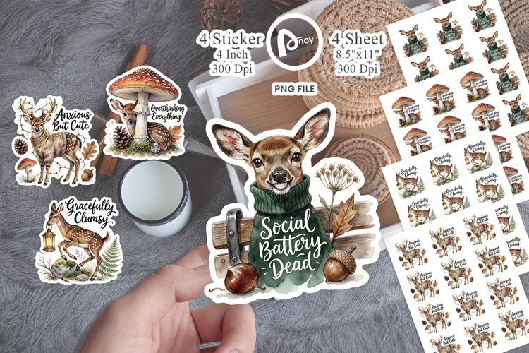 Anxious Fawn Forest Hygge Sticker
