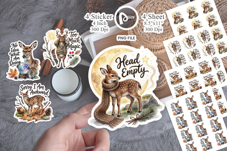 Anxious Fawn Forest Hygge Sticker example image 1