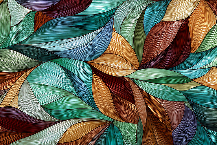 A vibrant and colorful abstract leaf pattern