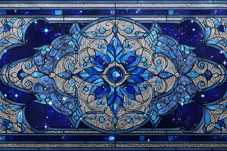 A beautiful blue and gold mosaic artwork