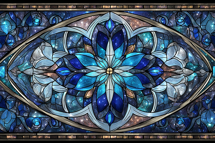 A beautiful stained glass window with floral design