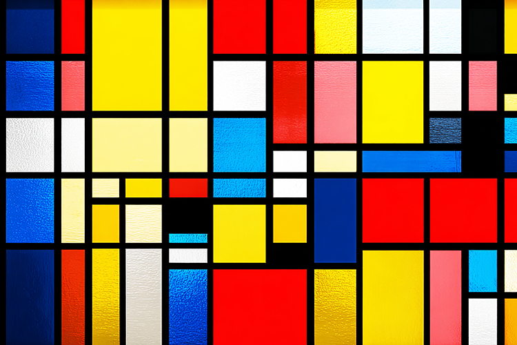 A vibrant abstract artwork with colorful rectangles