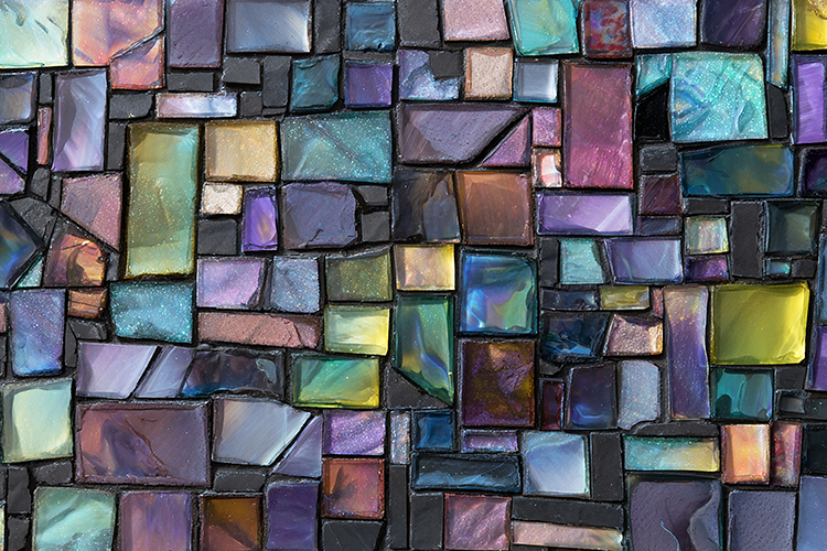 A colorful mosaic artwork with various shapes and hues