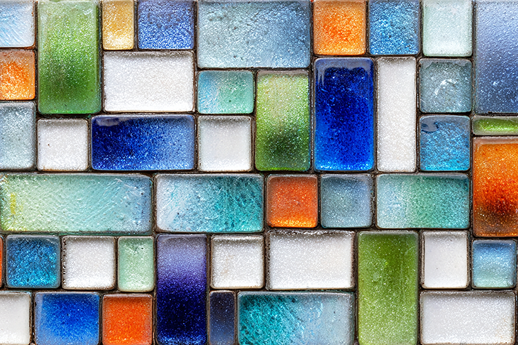 A colorful mosaic pattern with various tiles