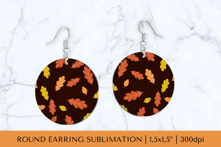 Fall leaves earring sublimation. Autumn round earrings 1818