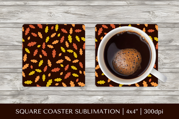 Fall leaves square coaster sublimation. Autumn coaster 11