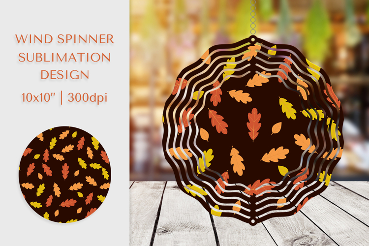 Fall Leaves Spinner Sublimation. Autumn Design PNG APS01812