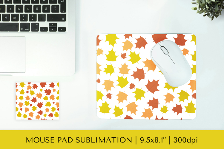 Fall leaves mouse pad sublimation design. Autumn mousepad 02