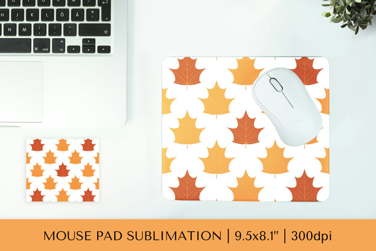 Fall leaves mouse pad sublimation design. Autumn mousepad 14 example image 1