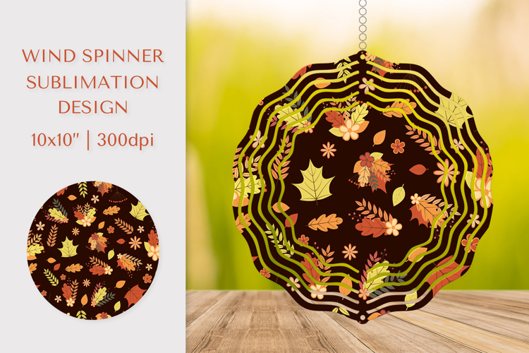 Fall Leaves Spinner Sublimation. Autumn Design PNG APS02808
