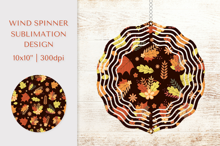 Fall Leaves Spinner Sublimation. Autumn Design PNG APS02809