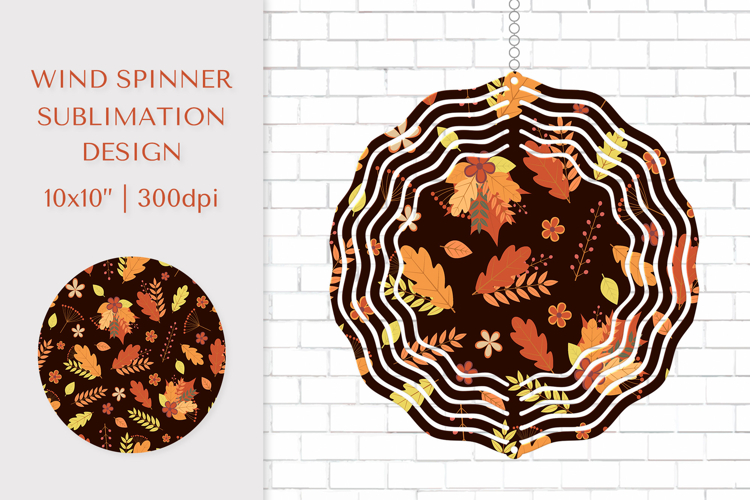 Fall Leaves Spinner Sublimation. Autumn Design PNG APS02810