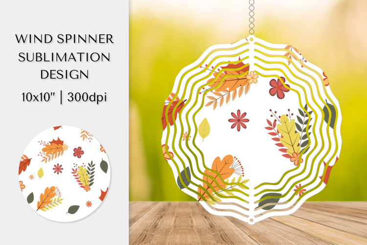 Fall Leaves Spinner Sublimation. Autumn Design PNG APS02814