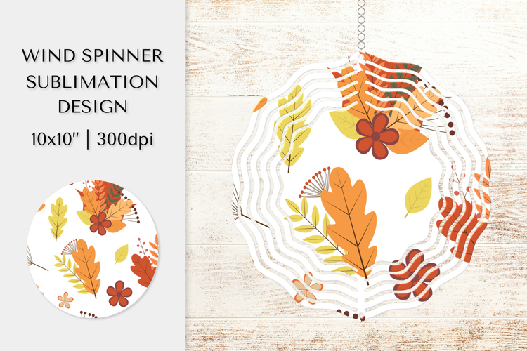 Fall Leaves Spinner Sublimation. Autumn Design PNG APS02816