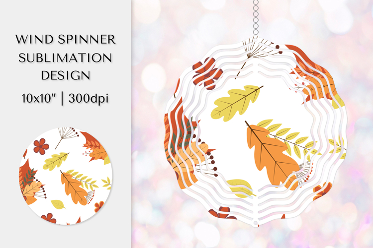 Fall Leaves Spinner Sublimation. Autumn Design PNG APS02818