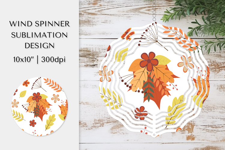 Fall Leaves Spinner Sublimation. Autumn Design PNG APS02819