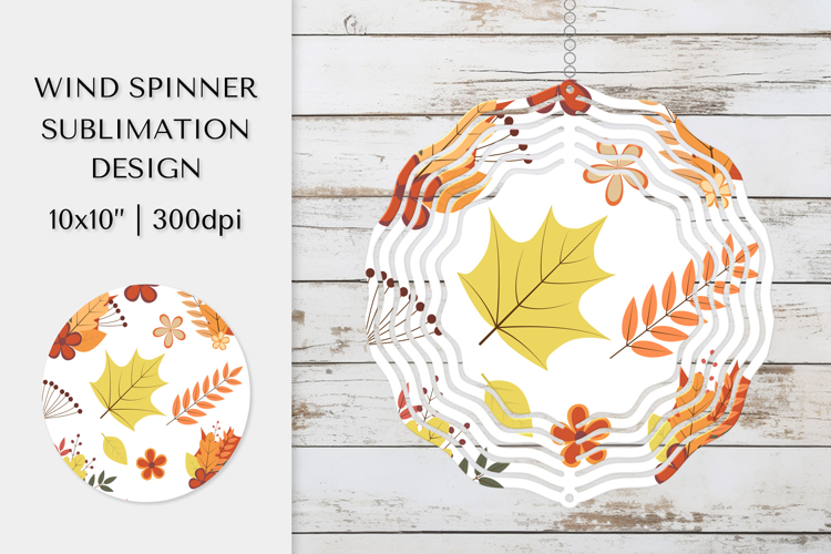 Fall Leaves Spinner Sublimation. Autumn Design PNG APS02820