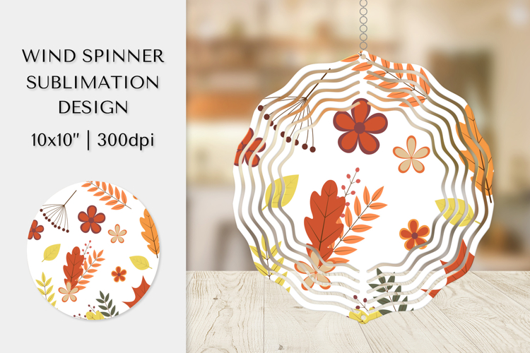 Fall Leaves Spinner Sublimation. Autumn Design PNG APS02821