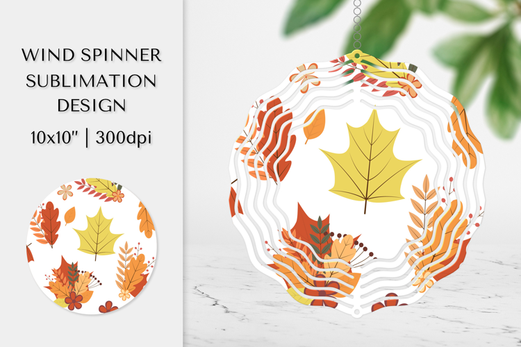 Fall Leaves Spinner Sublimation. Autumn Design PNG APS02823