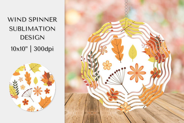 Fall Leaves Spinner Sublimation. Autumn Design PNG APS02824 example image 1