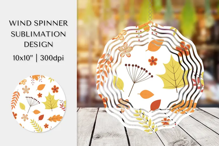 Fall Leaves Spinner Sublimation. Autumn Design PNG APS02825