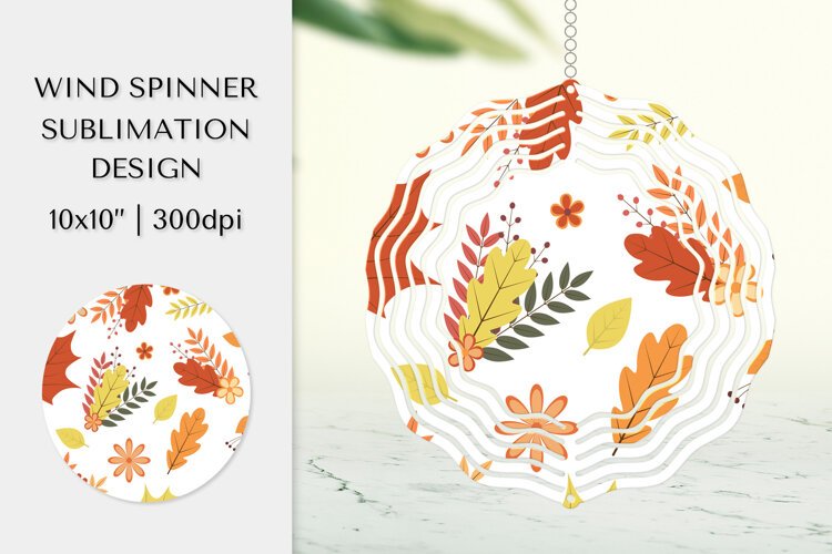 Fall Leaves Spinner Sublimation. Autumn Design PNG APS02826 example image 1
