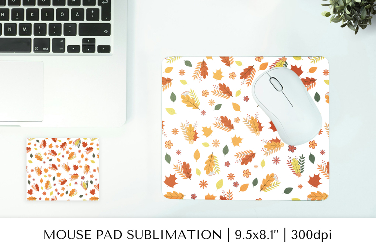 Autumn leaves mouse pad sublimation design. Fall mousepad 01