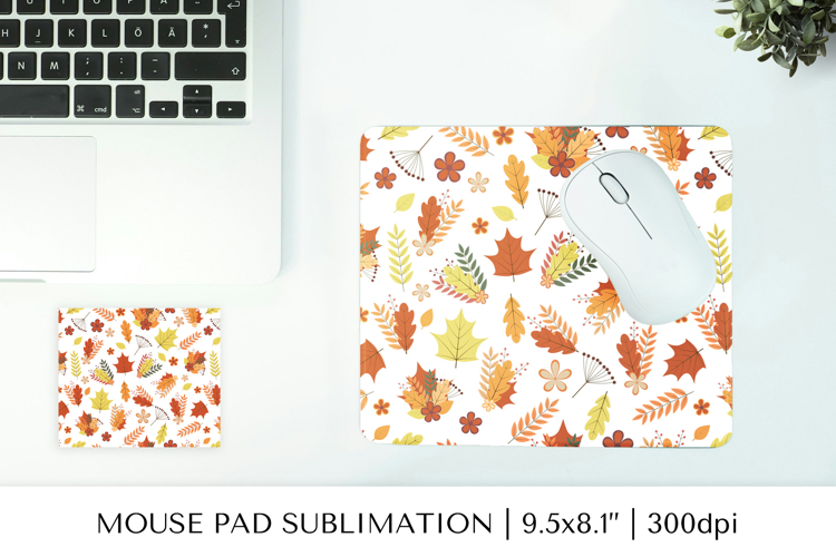Autumn leaves mouse pad sublimation design. Fall mousepad 03