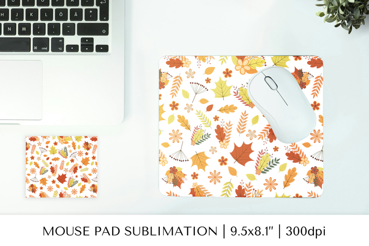 Autumn leaves mouse pad sublimation design. Fall mousepad 04