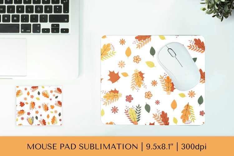 Autumn leaves mouse pad sublimation design. Fall mousepad 09 example image 1