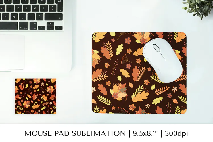 Autumn leaves mouse pad sublimation design. Fall mousepad 10
