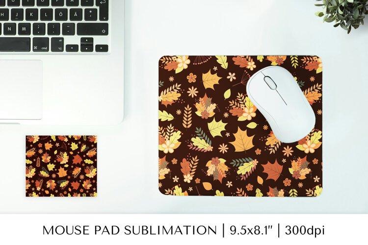 Autumn leaves mouse pad sublimation design. Fall mousepad 11 example image 1