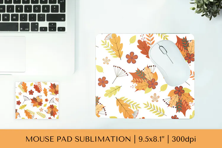Autumn leaves mouse pad sublimation design. Fall mousepad 12