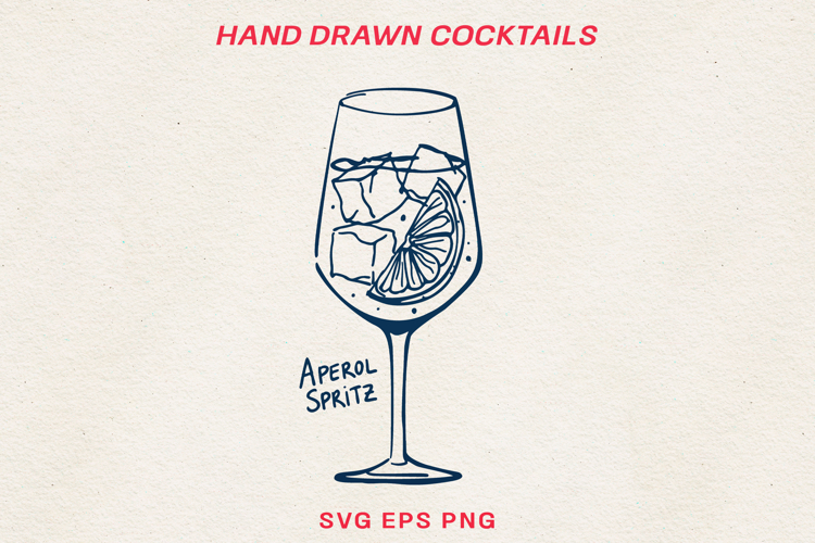 Hand Drawn Cocktail Line Art SVG | Vintage Drink PNG