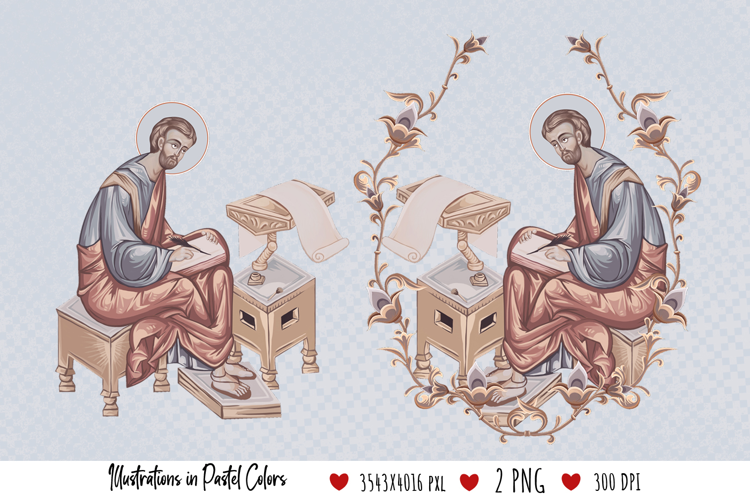Apostle Luke. Christian Illustration in Byzantine Style