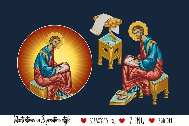 Apostle Luke. Illustration in Byzantine Style