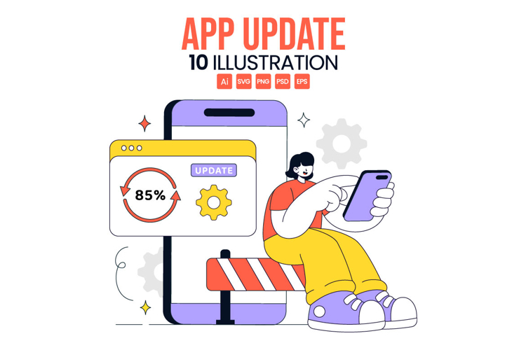 10 App Update Vector Illustration